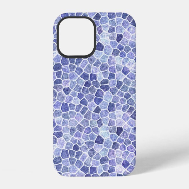 Pale Blue Cobbled Patchwork Terrazo Pattern iPhone Case (Back)