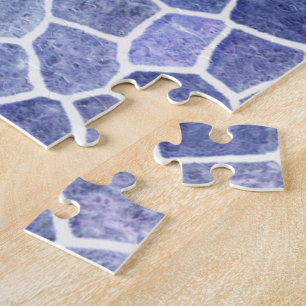 Pale Blue Cobbled Patchwork Terrazo Pattern Jigsaw Puzzle