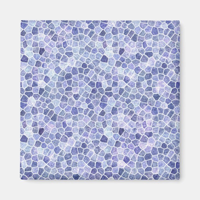 Pale Blue Cobbled Patchwork Terrazo Pattern Magnet (Front)