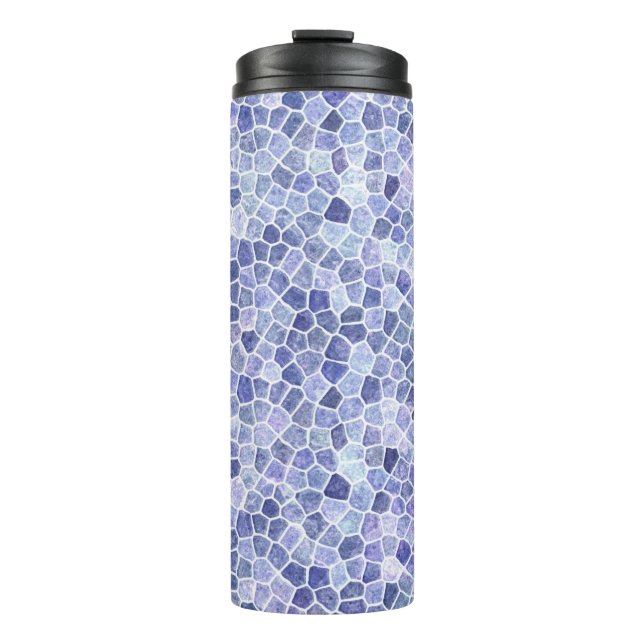 Pale Blue Cobbled Patchwork Terrazo Pattern Thermal Tumbler (Front)