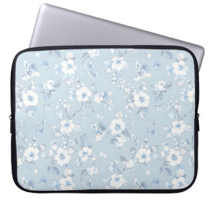 Pale Blue Country style floral pattern Laptop Sleeve