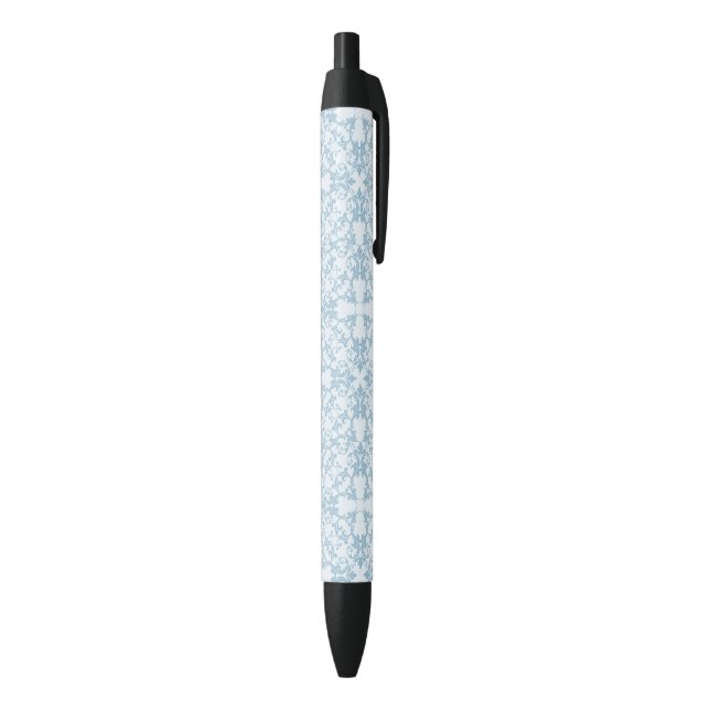 Pale Blue Damask Black Ink Pen (Bottom (Vertical))