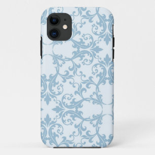 Pale Blue Damask iPhone 11 Case