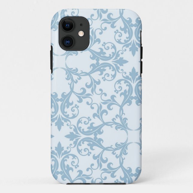 Pale Blue Damask Case-Mate iPhone Case (Back)