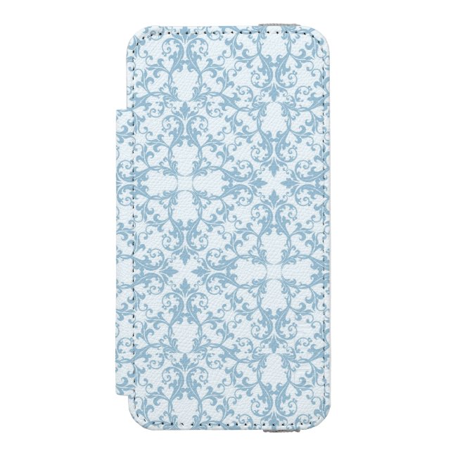 Pale Blue Damask Incipio iPhone Wallet Case (Folio Front)
