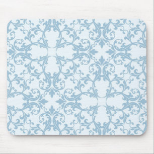 Pale Blue Damask Mouse Pad