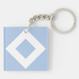 Pale Blue Diamond, Bold White Border Key Ring