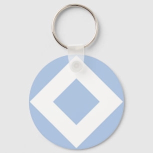 Pale Blue Diamond, Bold White Border Key Ring