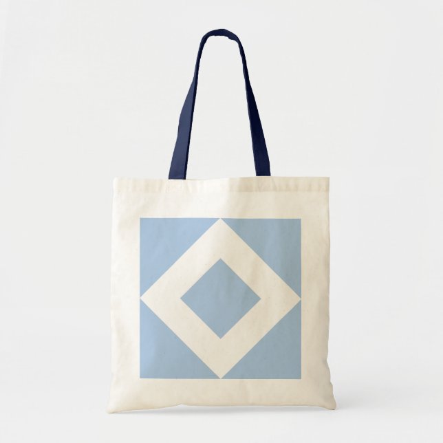 Pale Blue Diamond, Bold White Border Tote Bag (Front)
