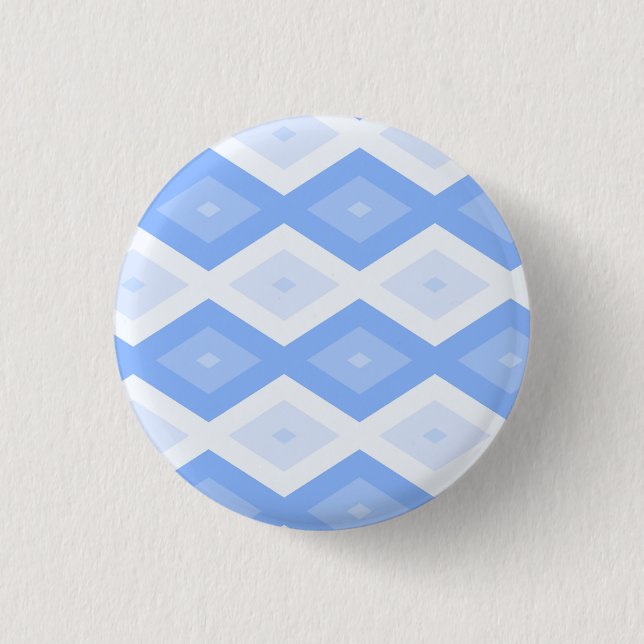 Pale blue diamond pattern 3 cm round badge (Front)