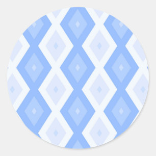 Pale blue diamond pattern classic round sticker
