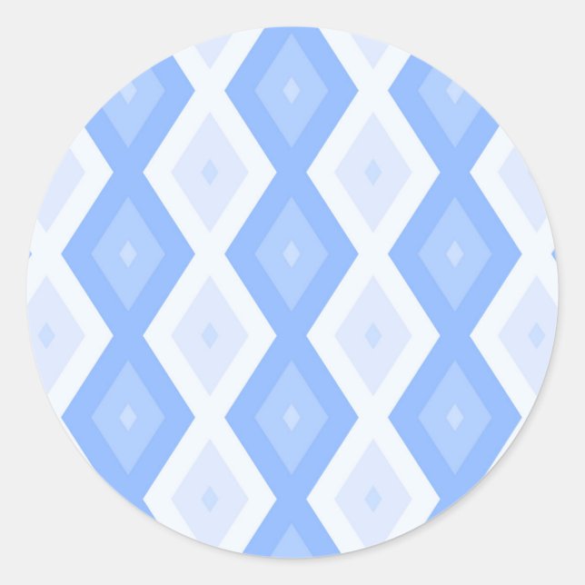 Pale blue diamond pattern classic round sticker (Front)