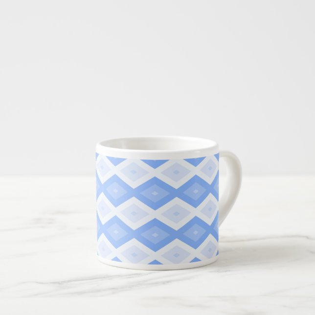 Pale blue diamond pattern espresso cup (Front Right)