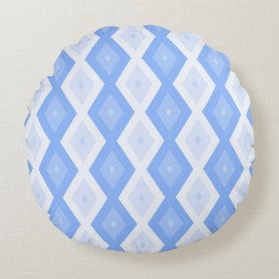 Pale blue diamond pattern round cushion