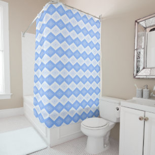 Pale blue diamond pattern shower curtain
