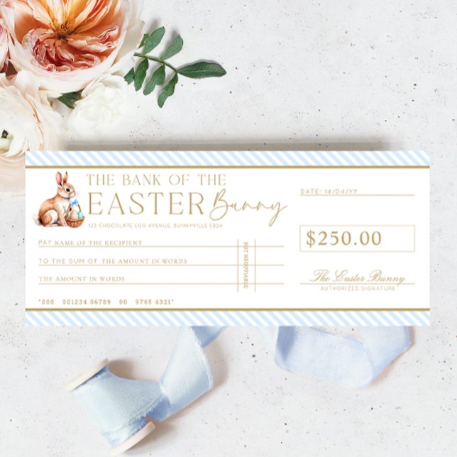 Pale Blue Easter Cheque Gift Voucher Card (Creator Uploaded)