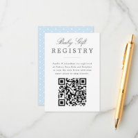 Pale Blue Elegant Baby Gift Registry with QR code