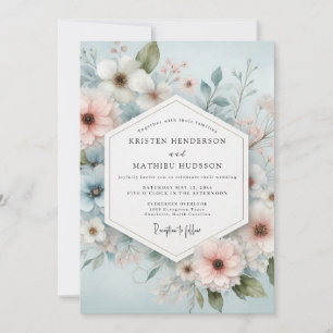 Pale Blue Floral Romance Wedding Invitation