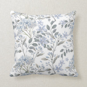 Pale Blue Floral Throw Pillow