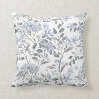 Pale Blue Floral Throw Pillow