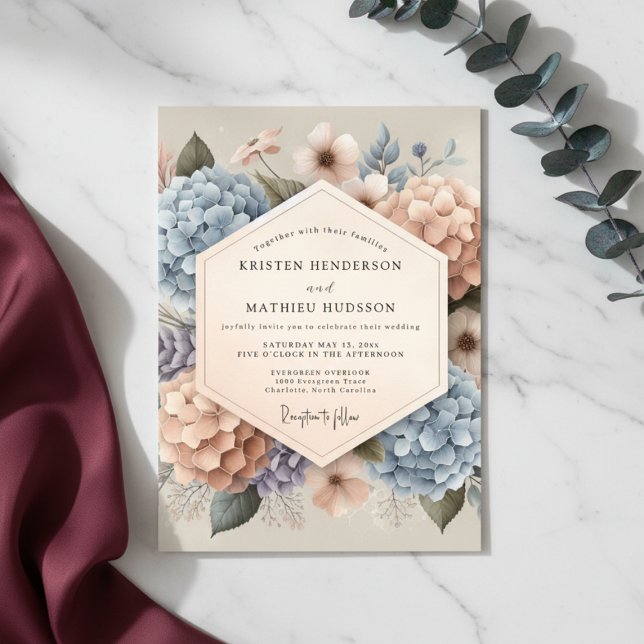 Pale Blue Floral Whispers Wedding Invitation (Creator Uploaded)
