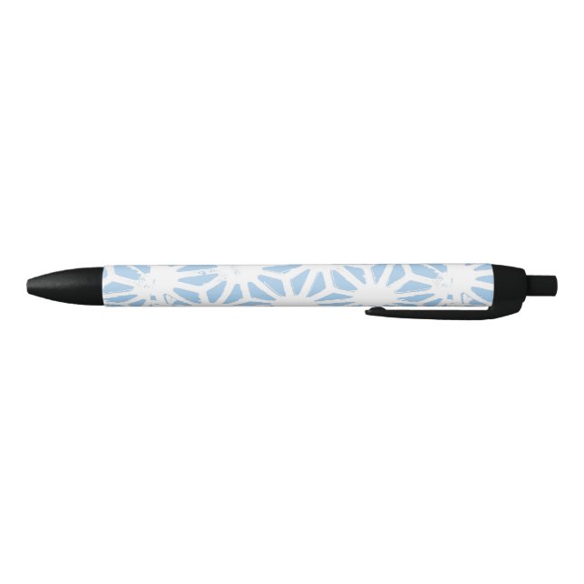 Pale blue geometric pattern black ink pen (Bottom)