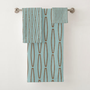 Pale Blue Geometric Repeat  Bath Towel Set