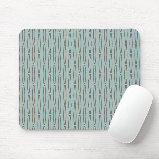 Pale Blue Geometric Repeat  Mouse Pad (With Mouse)