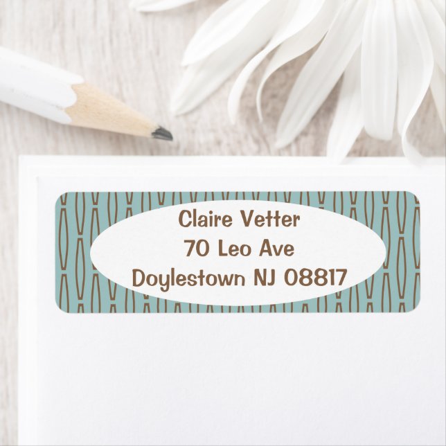 Pale Blue Geometric Repeat Return Address Label (Insitu)