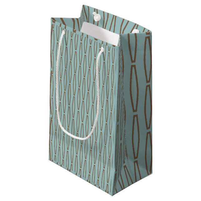Pale Blue Geometric Repeat  Small Gift Bag (Front Angled)