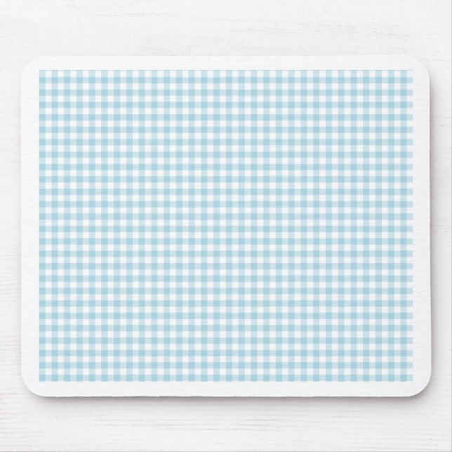 Pale Blue Gingham Mouse Pad (Front)