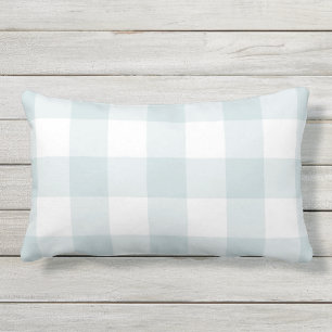 Pale blue Gingham Pattern Chequered Lumbar Cushion