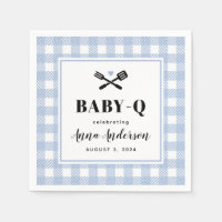 Pale Blue Gingham Plaid Baby Q