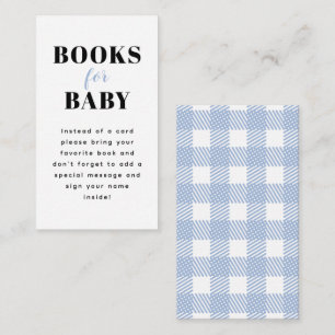 Pale Blue Gingham Plaid Baby Shower Book Request Enclosure Card