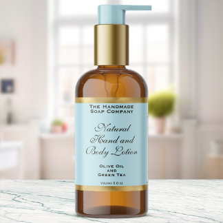 Pale Blue & Gold Foil Cosmetics Bottle Label