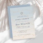 Pale Blue Gold Linings Bar Mitzvah Invitation<br><div class="desc">This chic and modern Bar Mitzvah invitation features a pale blue and cream gradient background with faux gold linings. Personalise it for your needs. You can find matching products at my store.</div>