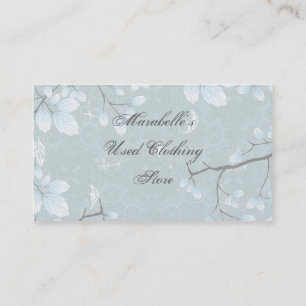 Pale Blue Green Leaves Grey Branches Business Card