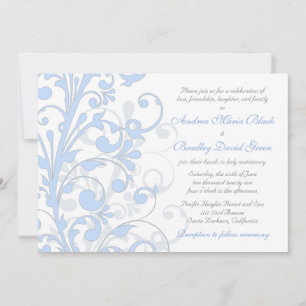 Pale Blue, Grey, & White Wedding Invitation