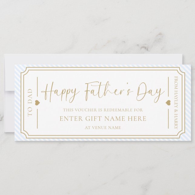 Pale Blue Happy Father's Day Gift Voucher Card (Front)