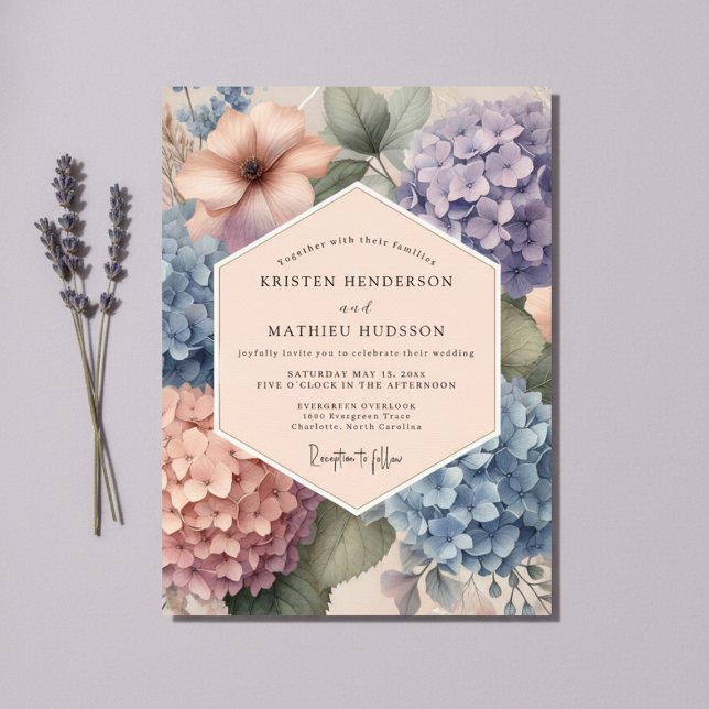 Pale Blue Hydrangea Floral Wedding Invitation (Creator Uploaded)