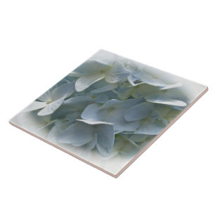 Pale Blue Hydrangea Flowers Ceramic Tile