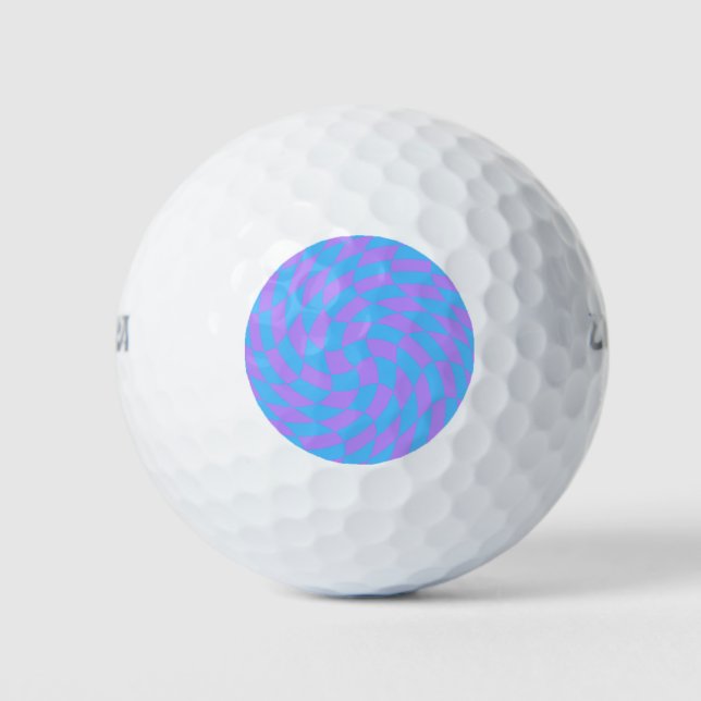 Pale Blue & Lavender Waved Chequered Pattern      Golf Balls (Front)