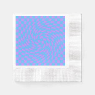 Pale Blue & Lavender Waved Chequered Pattern Napkin