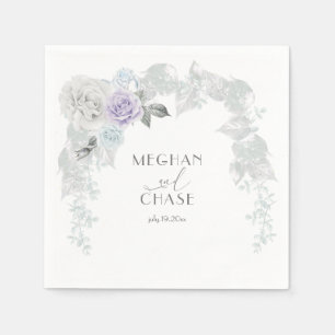 Pale Blue Lilac and White Rose Iridescent Foliage Napkin