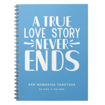 Pale Blue Love Story Never Ends Keepsake Notebook