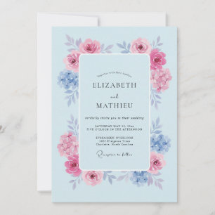 Pale Blue Luminous Springtime Wedding Invitation