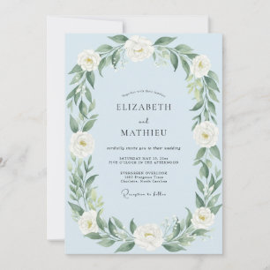 Pale Blue Lustrous Spring Wedding Invitation
