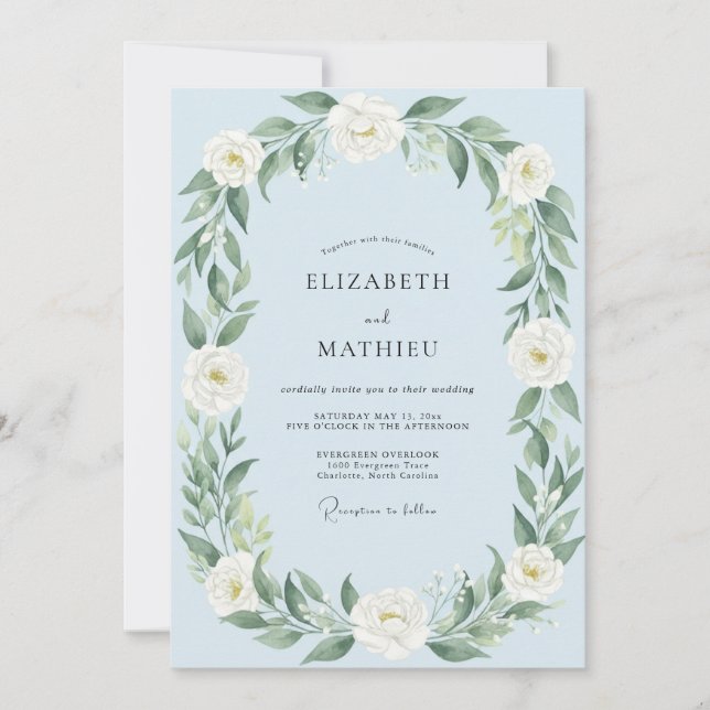 Pale Blue Lustrous Spring Wedding Invitation (Front)