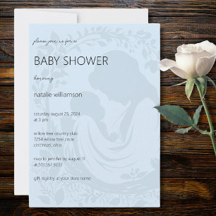 Pale Blue Mother & Child Silhouette Baby Shower Invitation