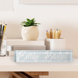 Pale Blue Oversized Handwritten Script Nameplate
